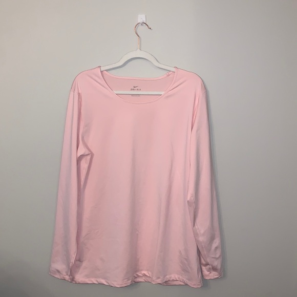Nike Long-sleeve Baby Pink Fleece Lined Training Top - Picture 1 of 6